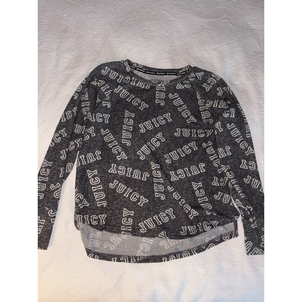 Juicy Couture Women’s Small Long Sleeve Logo Pullover Sweatshirt Gray Y2K